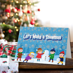 Let's Make a Snowman Cute Folded Holiday Card