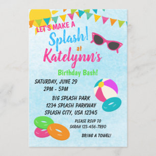 Let's Make a Splash Birthday Invitation