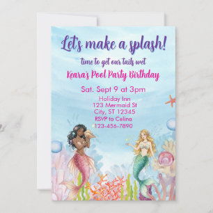 Lets Make a Splash, Mermaid Birthday Invitation