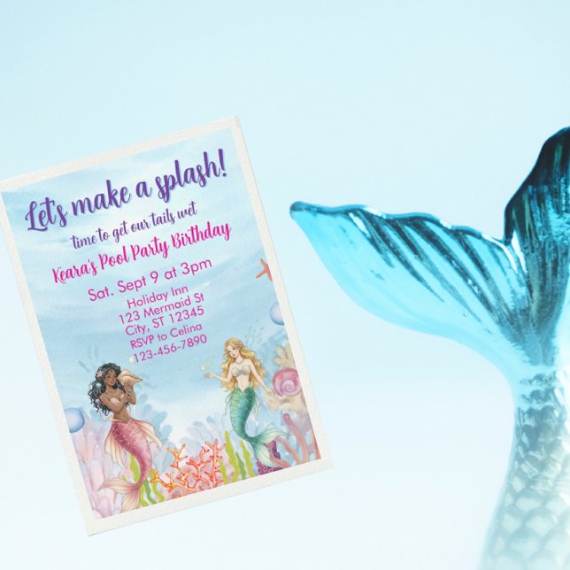 Lets Make a Splash, Mermaid Birthday Invitation (Creator Uploaded)