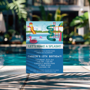 Let's Make a Splash! Water Park Birthday Party Invitation