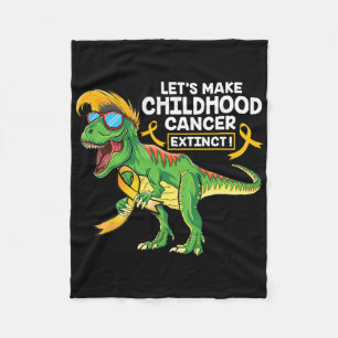 Lets Make Childhood Cancer Extinct Dinosaur Childh Fleece Blanket