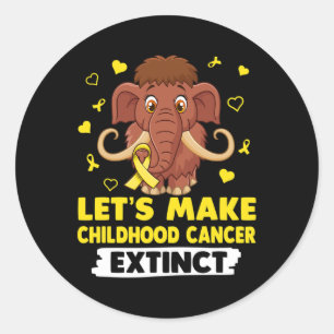 Let's Make Childhood Cancer Extinct Mamuthus Yello Classic Round Sticker