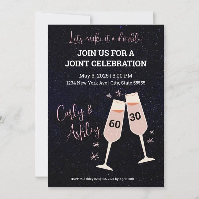 "Let's Make It a Double" Birthday Party Invitation (Front)