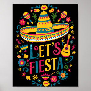 Lets mexican fiesta cinco de mayo party colourful poster