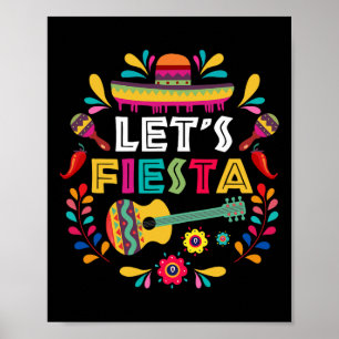 Lets Mexican Fiesta Cinco De Mayo Party Colourful Poster