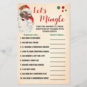 Lets Mingle Find the Guest Christmas Game Card