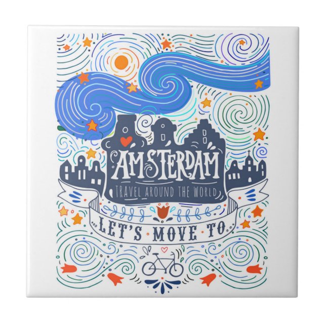 Let's Move To Amsterdam Ceramic Tile (Front)