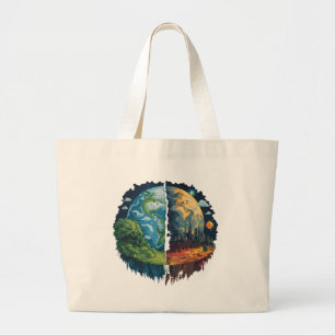 Lets not kill the planet large tote bag