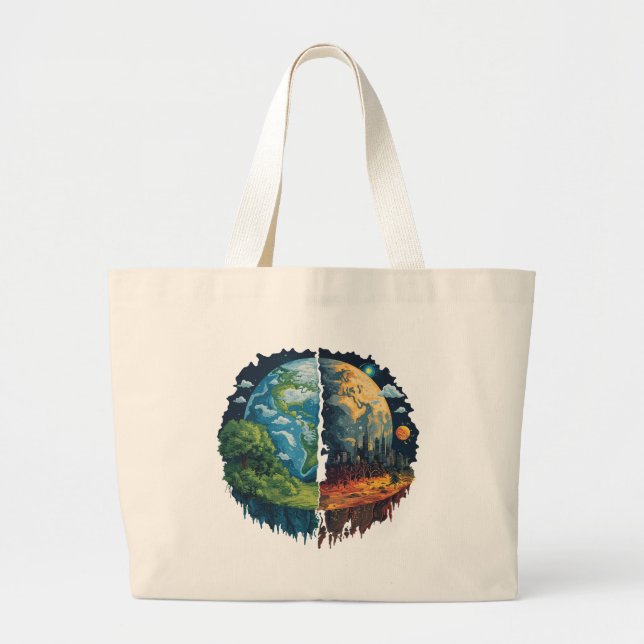 Lets not kill the planet large tote bag (Front)