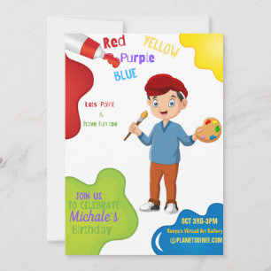 Lets Paint Birthday Invitation Card (Boy)