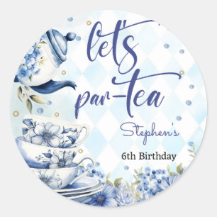 Let's par-tea birthday for kids classic round sticker