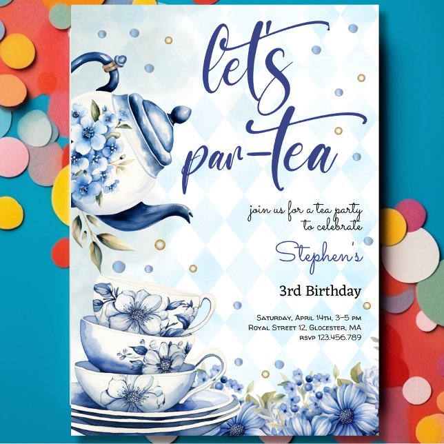 Let's par-tea birthday for kids invitation (Creator Uploaded)