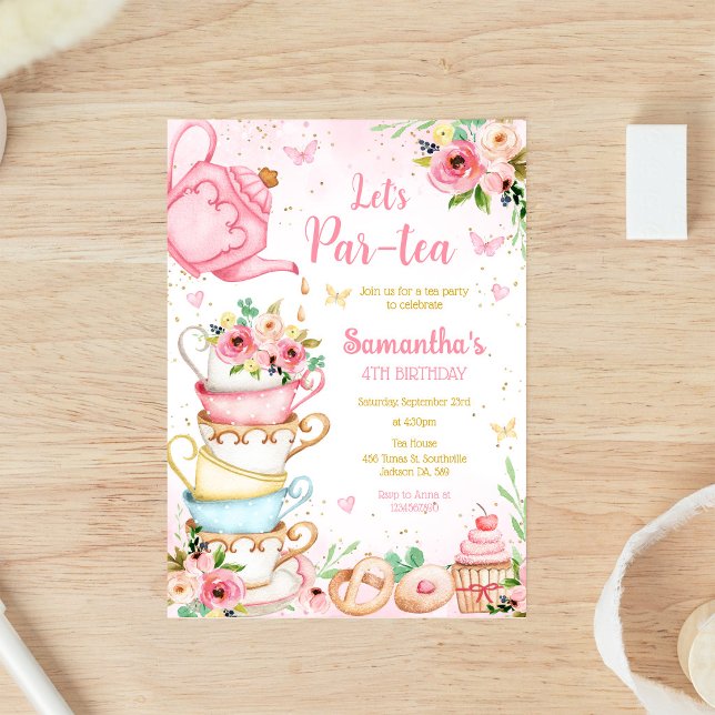Let's Par-tea Birthday Tea Party Invitation (Creator Uploaded)