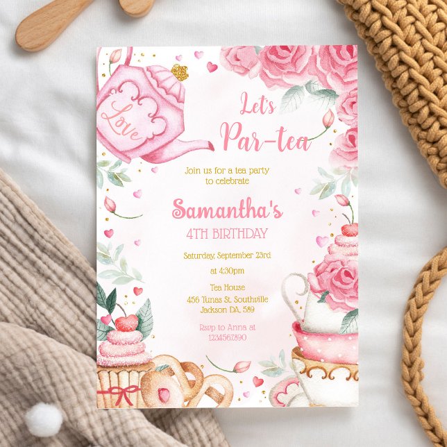 Let's Par-tea Birthday Tea Party Invitation (Creator Uploaded)