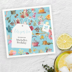 Let's Par Tea Blue Spring Floral Birthday Party Napkin