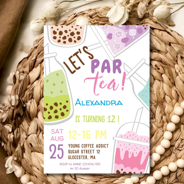 Let's par tea bobba tea birthday invitation (Creator Uploaded)
