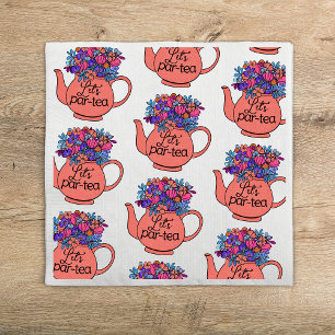 Let's Par-Tea Floral Teapot Girls Birthday Napkin