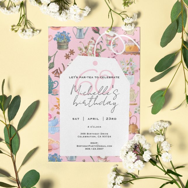 Let's Par Tea Pink 40th Birthday Garden Floral Invitation (Creator Uploaded)