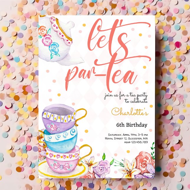 Let's par-Tea, tea birthday Invitation (Creator Uploaded)