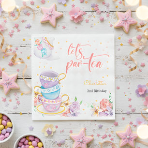 Let's par-tea,  tea birthday napkin