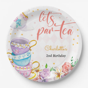 Let's par-tea, tea birthday paper plate