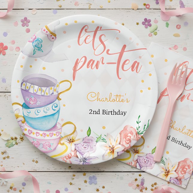 Let's par-tea,  tea birthday paper plate (Creator Uploaded)