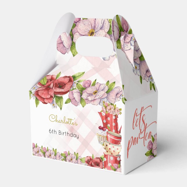 Let's par-tea, tea flowery birthday favour box (Front Side)
