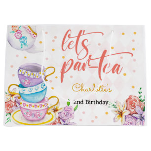 Let's par-tea, tea kids birthday large gift bag