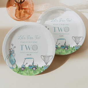 Let's Par-Tee Blue Golf 2nd Birthday Party Paper Plate