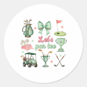 Let's Par-tee Coquette Golf Funny Golfer Girls Wom Classic Round Sticker