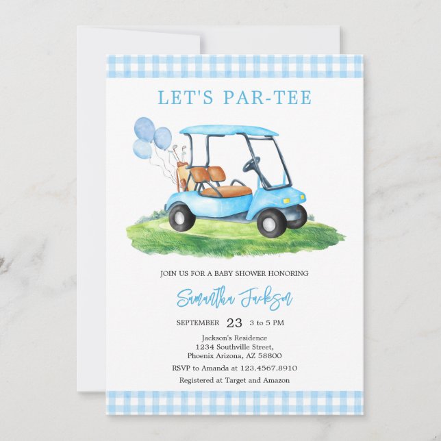 Let's Par-tee Golf Baby Shower Invitation (Front)