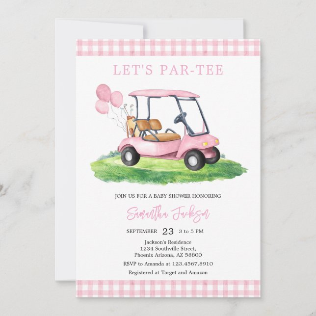 Let's Par-tee Golf Baby Shower Invitation (Front)