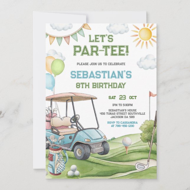 Let's Par Tee Golf Birthday Invitation (Front)