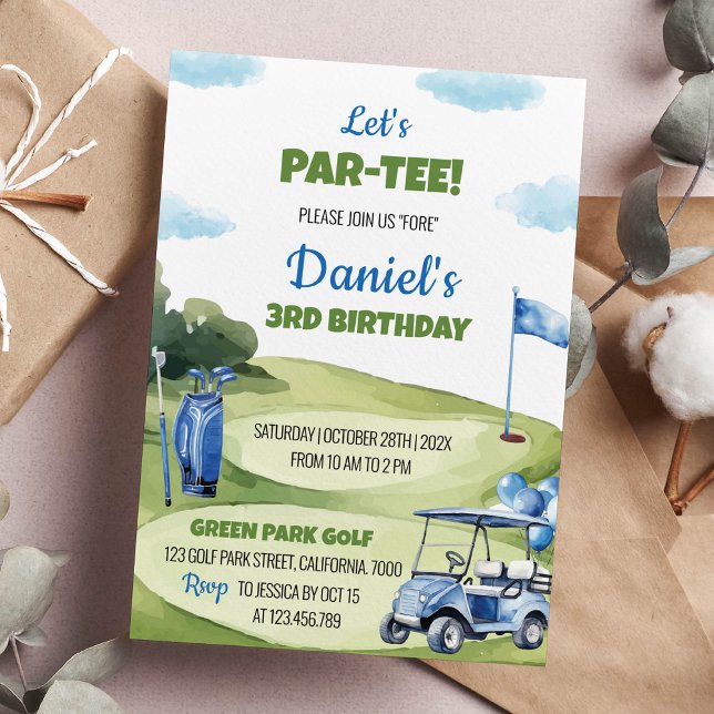 Let's Par-tee Golf Boy Birthday Party Invitation (Creator Uploaded)