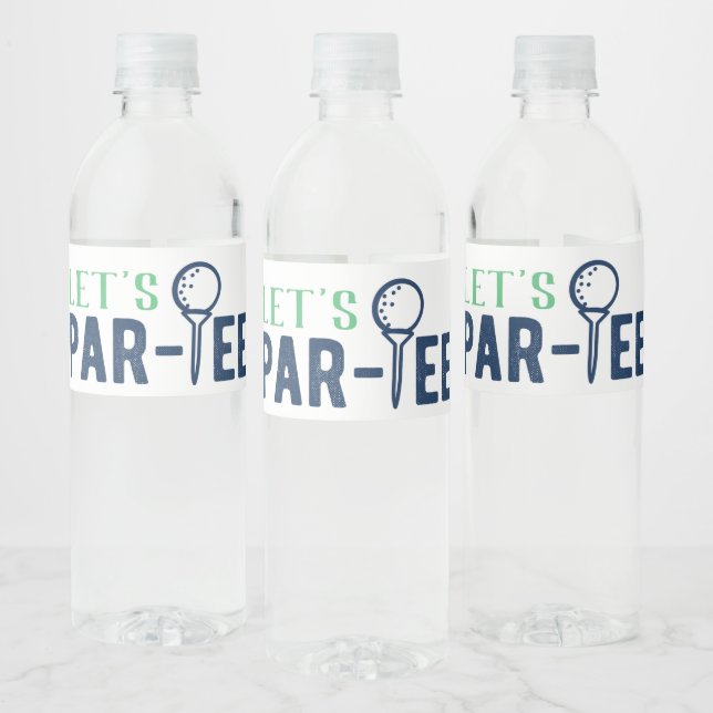 Let's Par-Tee Golf First Birthday Water Bottle Label (Bottles)