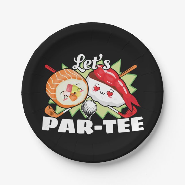 Lets Par Tee Golf Pun - Golfing Party Paper Plate (Front)