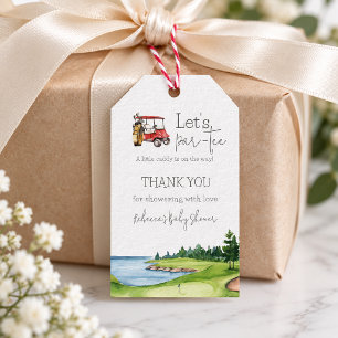 Let's Par Tee Party Red Cart Golf Baby Shower Gift Tags