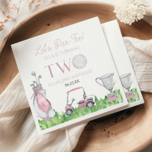Let's Par-Tee Pink Golf 2nd Birthday Party Napkin