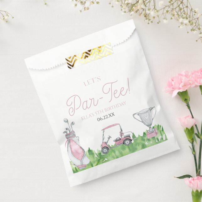 Let's Par-Tee Pink Golf Birthday Party Favour Bag (Sealed)