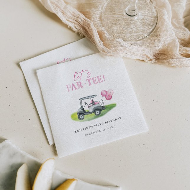 Let's Par-Tee Pink Golf Party Napkin (Creator Uploaded)