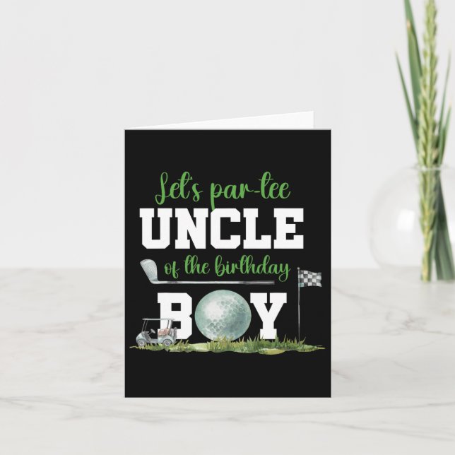 Let's Par-tee Uncle Of The Birthday Boy Funny Golf Card (Front)