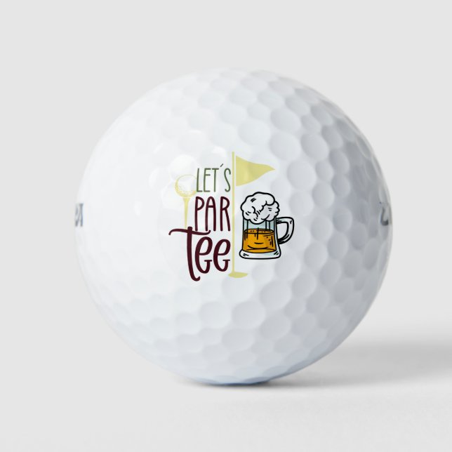 Let's Par Tee with glass of Beer  Golf Balls (Front)