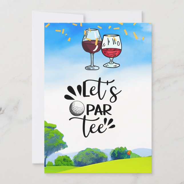 Let's Par Tee with Wine  Invitation (Front)