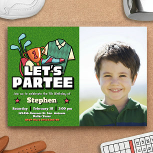 Lets Partee - Golf Birthday with Photo Landscape Invitation