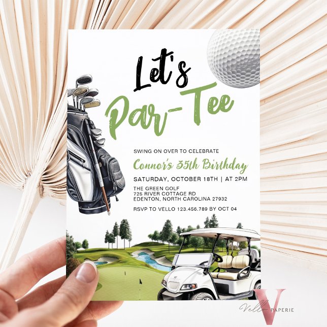 Let's ParTee Neutral Golf Birthday Party Invitation (Creator Uploaded)