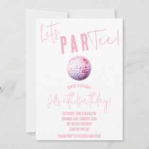 Let's ParTee! Pink and White Golf themed Party Invitation