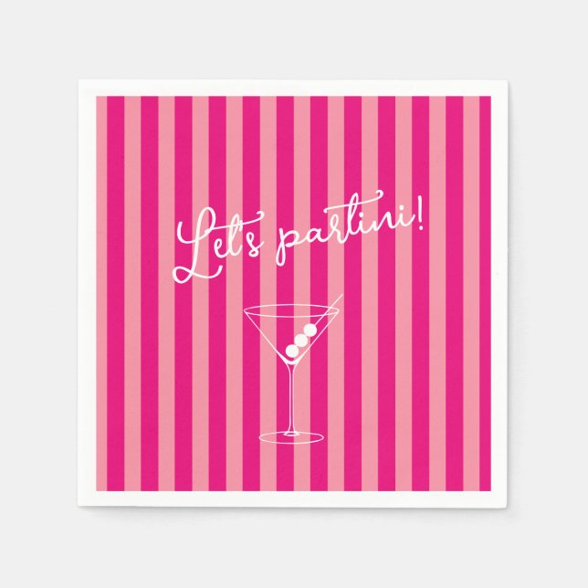 Let's Partini Bold Hot Pink Bachelorette Party Napkin (Front)