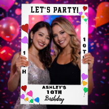 Let's Party 10th Birthday Heart Balloons Any AGE