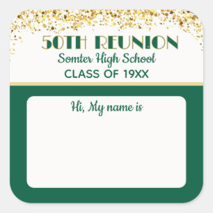 Let's Party! 50th Class Reunion custom Square Sticker